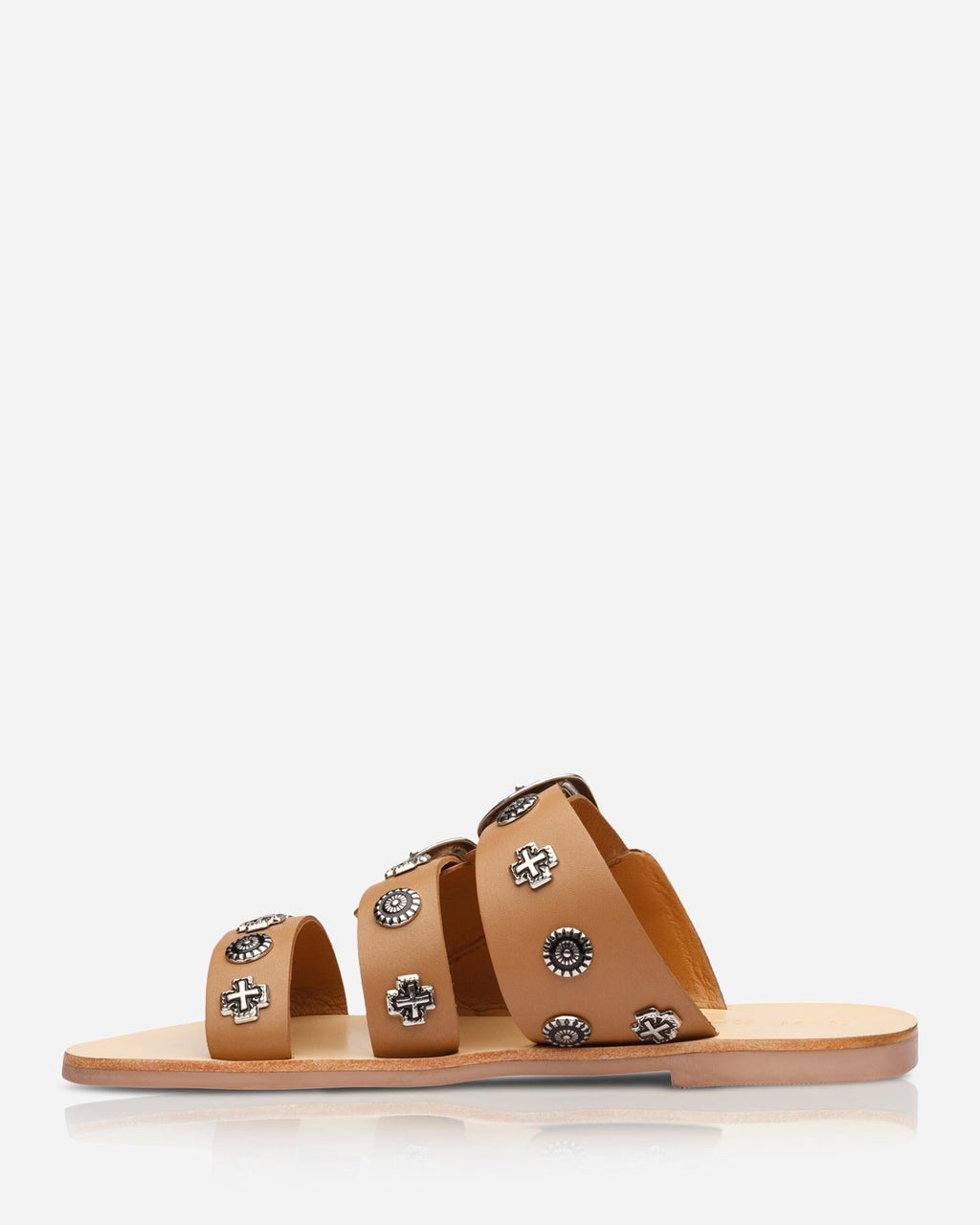 Eastwood Leather Slide – Tan/Silver by Aurelia Sun