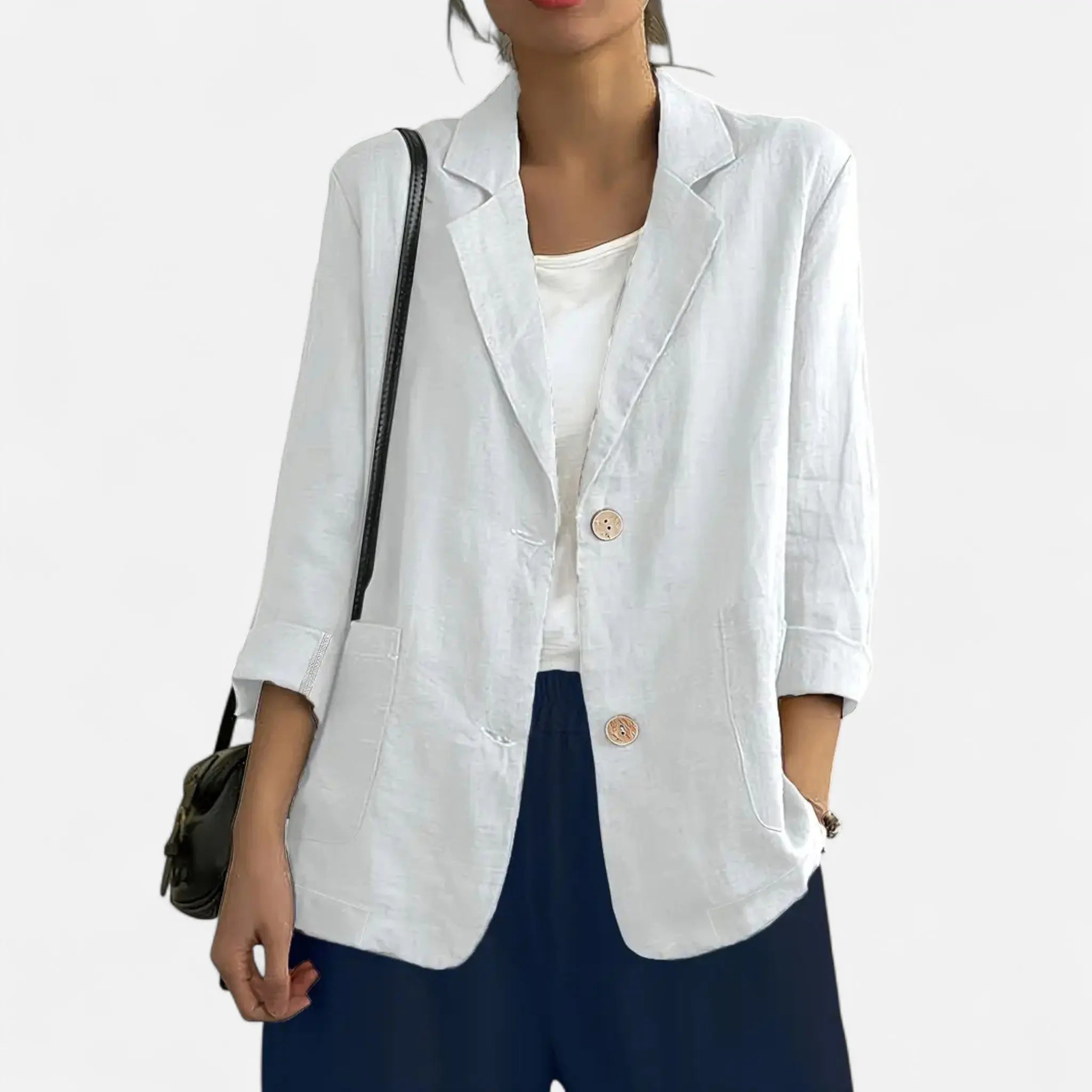 Tailored Linen-Blend Blazer