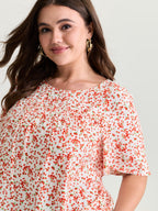 Plus Size Floral Ruffle-Sleeve Blouse