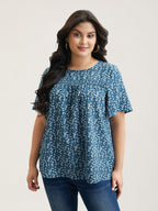 Plus Size Floral Ruffle-Sleeve Blouse