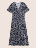 Plus Size Ditsy Floral Flutter-Sleeve Maxi Dress