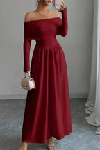 Women's Off-Shoulder Ruched Maxi Dress