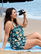Plus Size Tropical Floral One-Piece Swimsuit