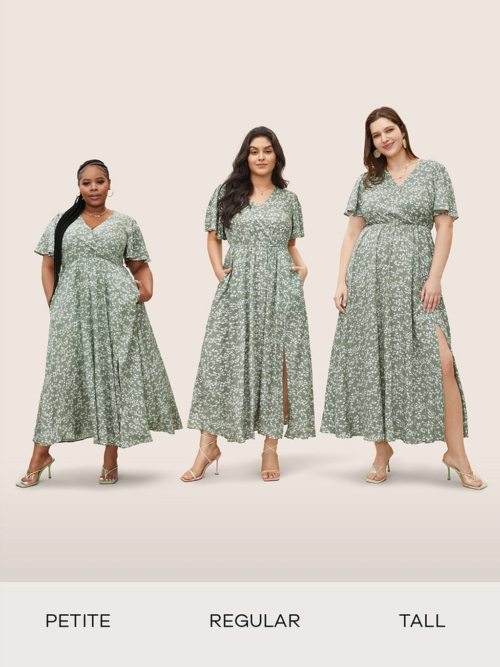 Plus Size Ditsy Floral Flutter-Sleeve Maxi Dress