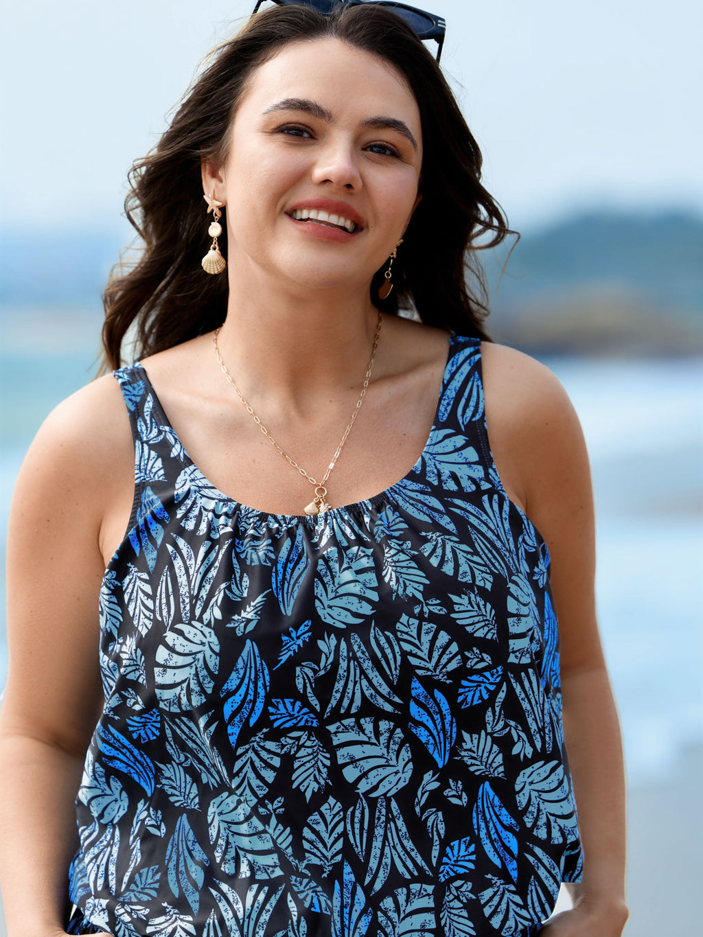 Plus Size Tropical Floral One-Piece Swimsuit