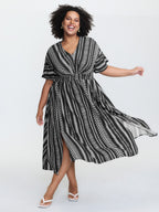 Plus Size Shirred Split-Hem Midi Dress