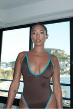 Mocha High-Leg Plunge Swimsuit