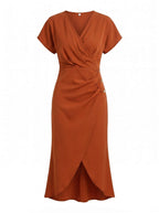 Wrap-Neck Summer Midi Dress