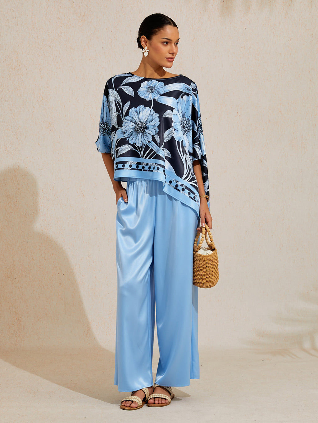 Golden Petal Satin Batwing Top by Aurelia Sun