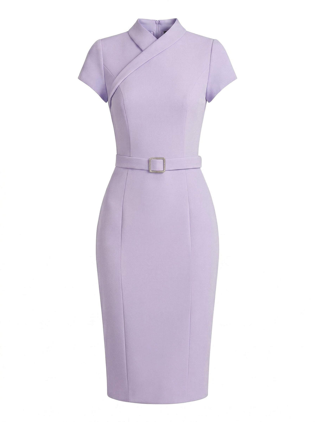 Wrap-Neck Cap-Sleeve Midi Dress