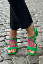Valentina Colourful Leather Sandals – Blue