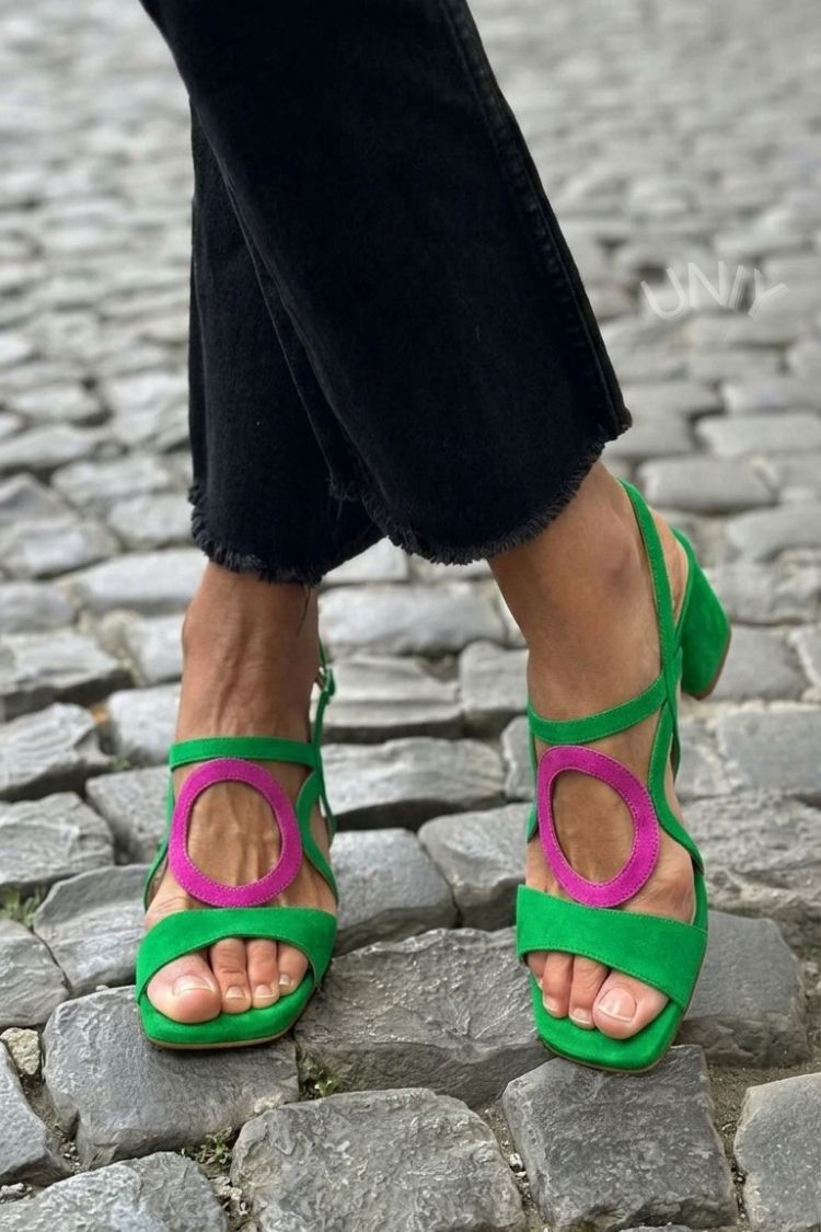 Valentina Colourful Leather Sandals – Blue