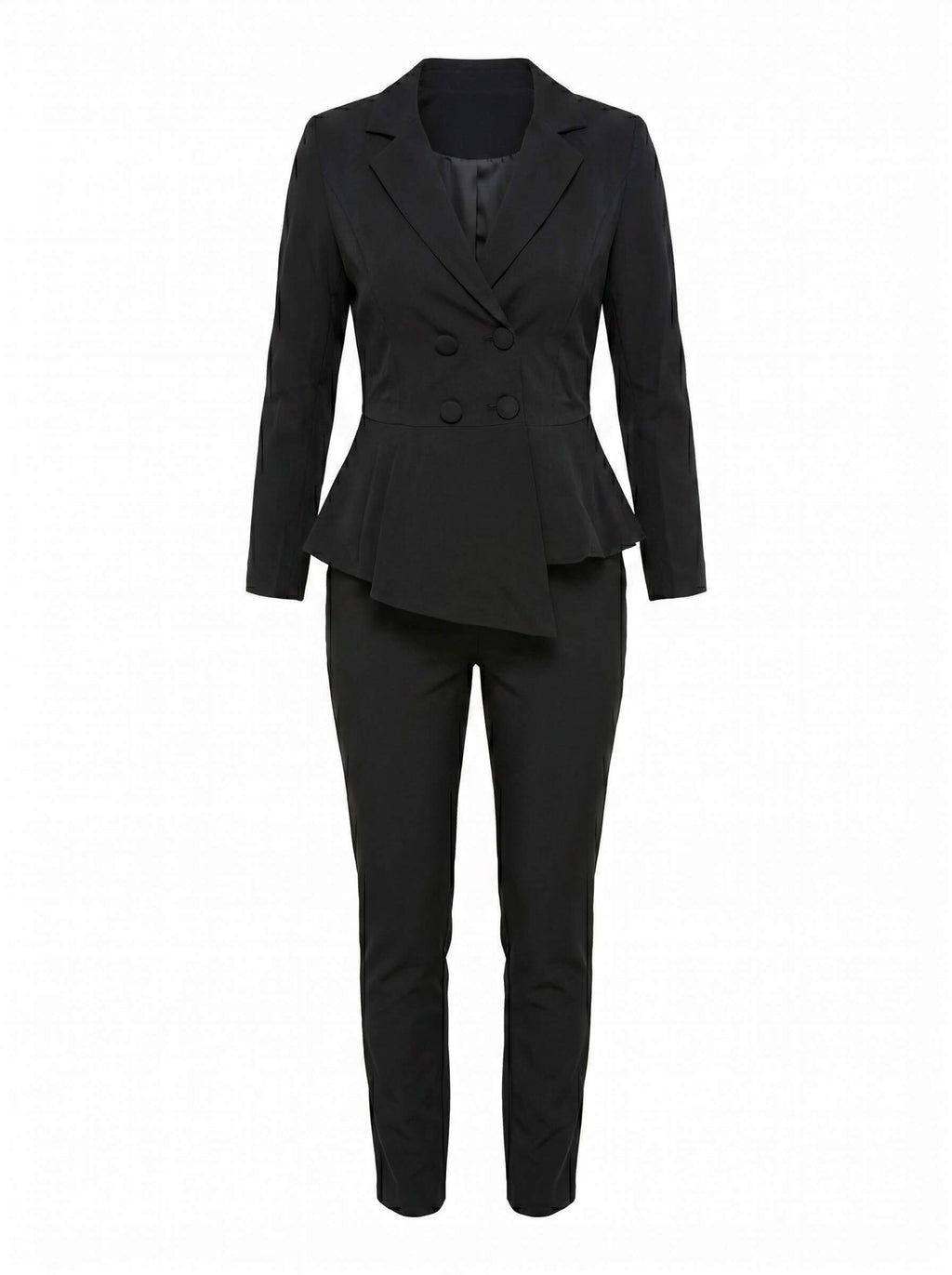 Black Peplum Blazer & Trouser Suit