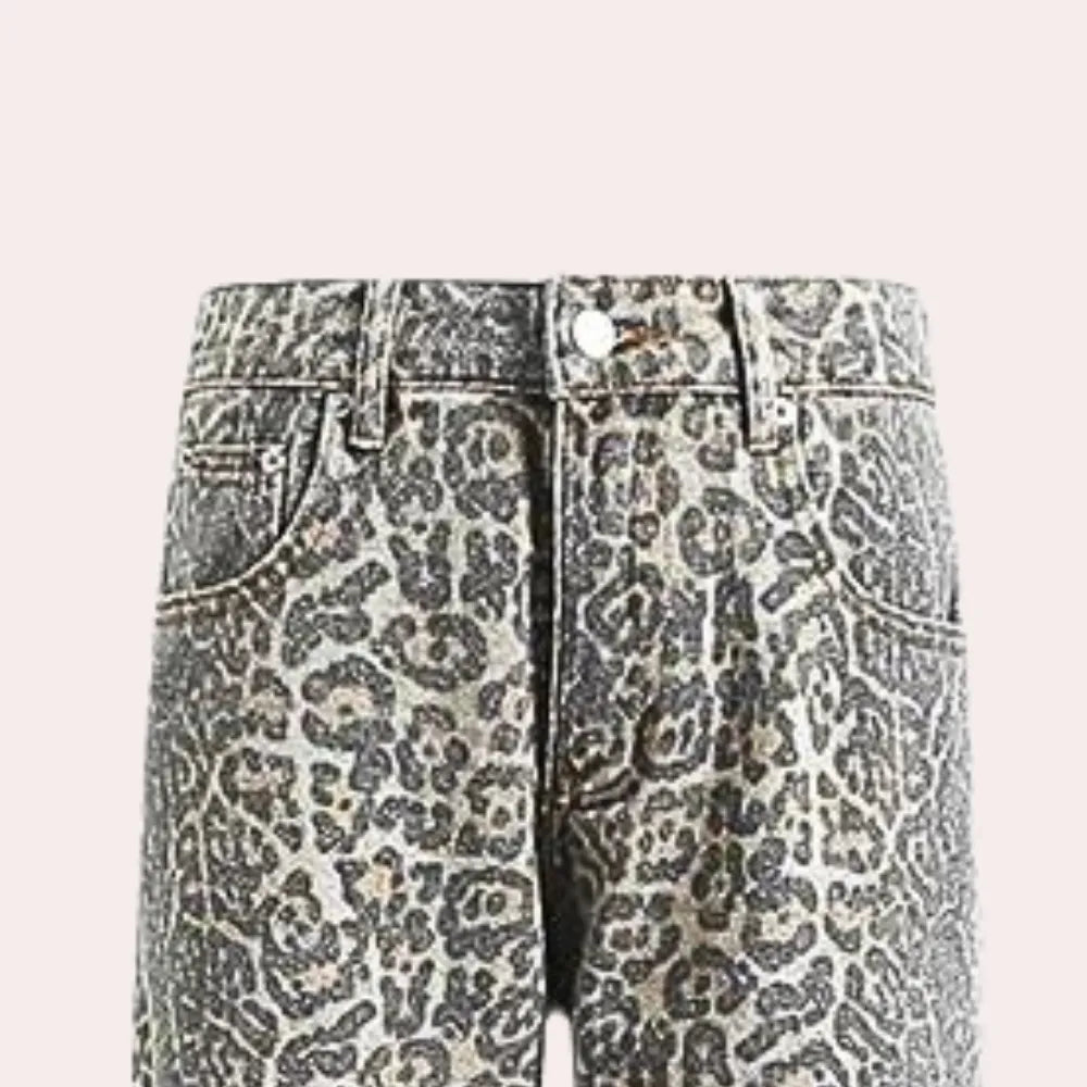 High-Waist Leopard Print Trousers