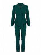 Green Peplum Blazer & Trouser Suit