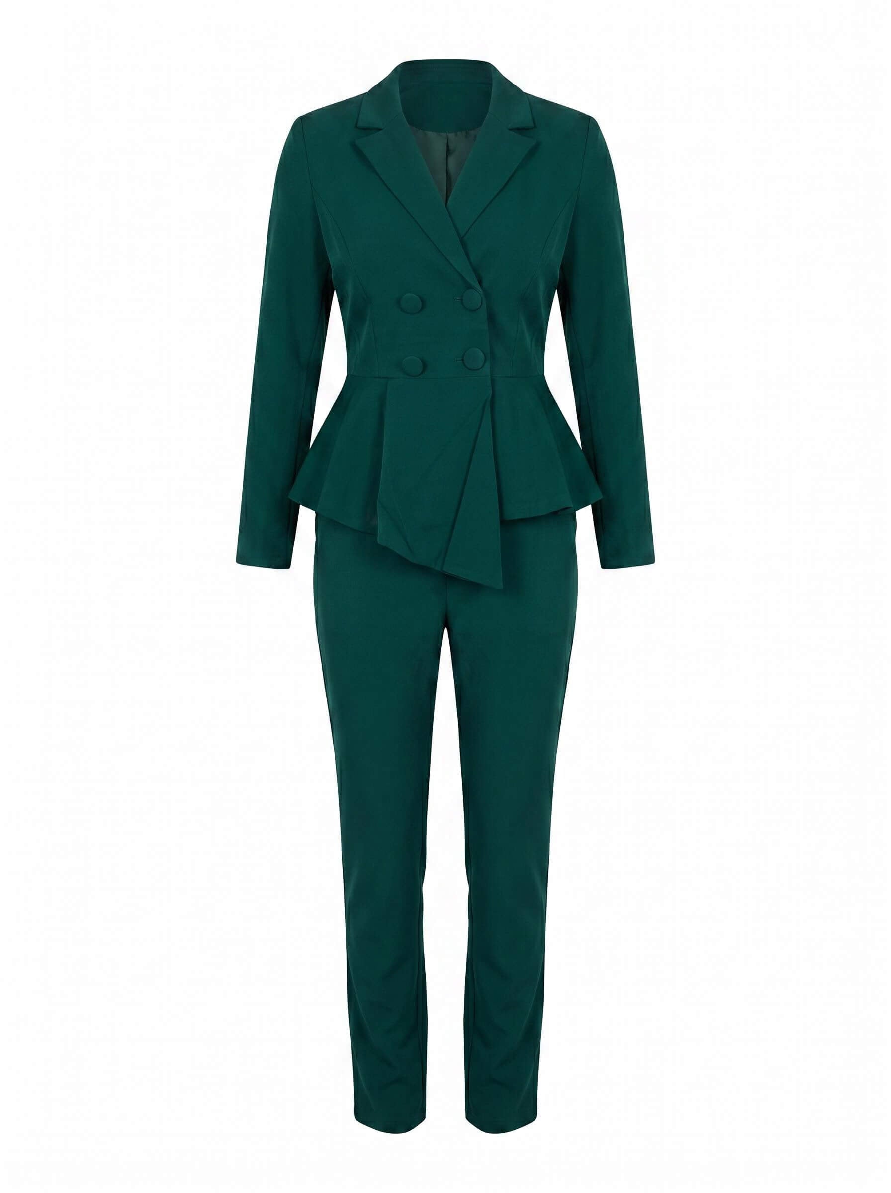 Green Peplum Blazer & Trouser Suit