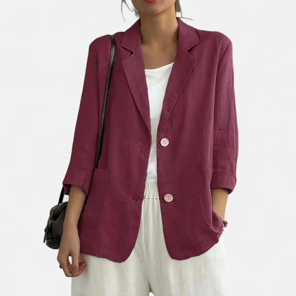 Tailored Linen-Blend Blazer