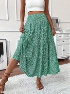 Elena Ditsy Floral Midi Skirt – Black