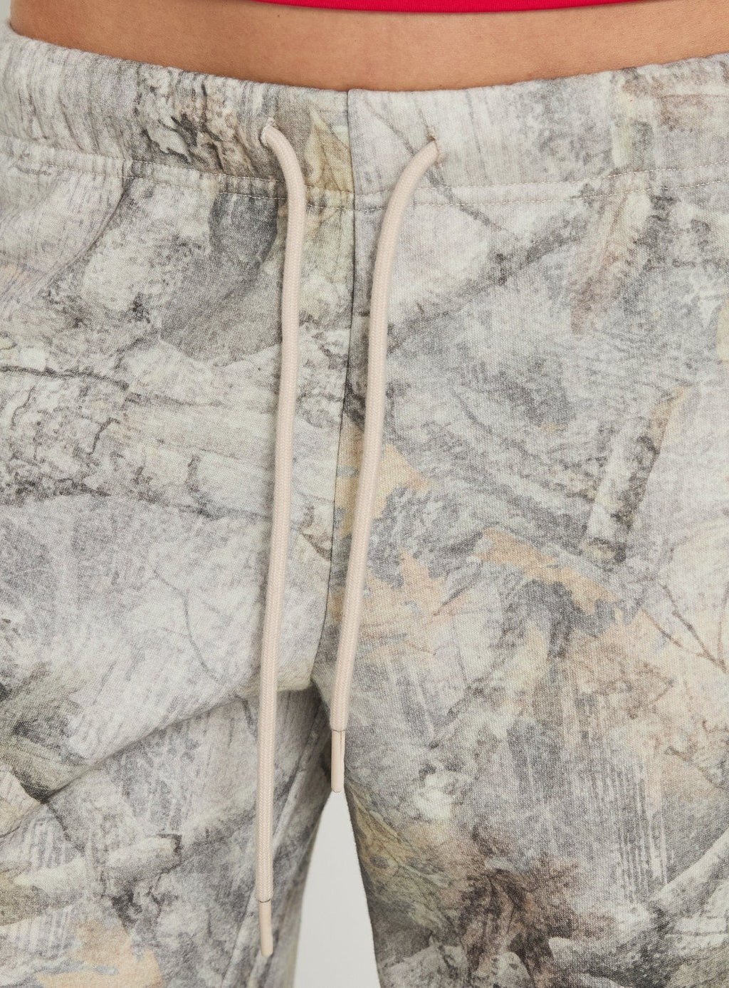 Wide-Leg Drawstring Sweatpants – Green Camo