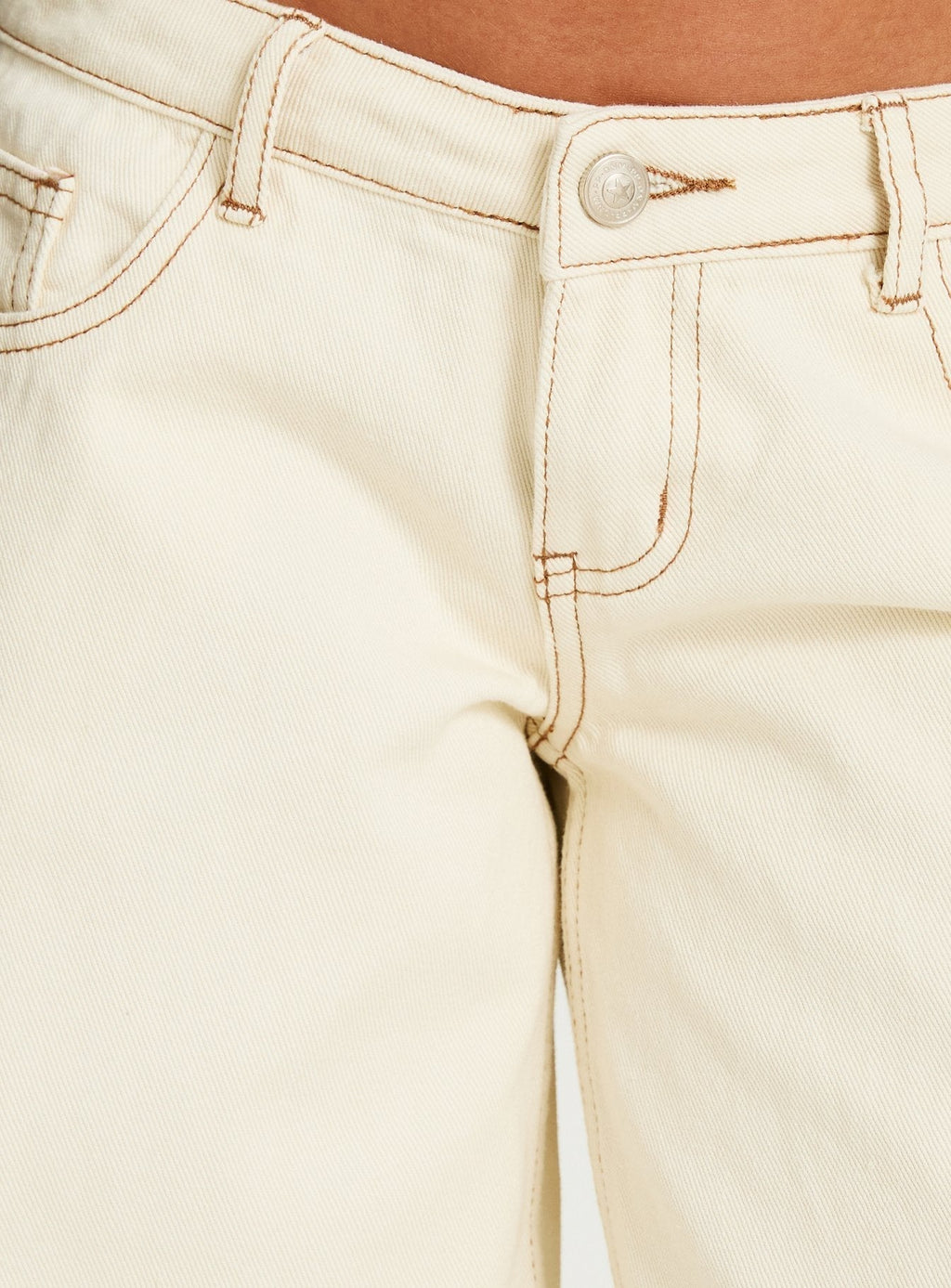 Ultra-Low-Rise Wide-Leg Jeans – Beige