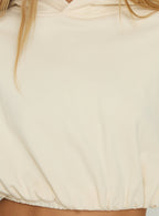 Bubble-Hem Cropped Hoodie – Beige