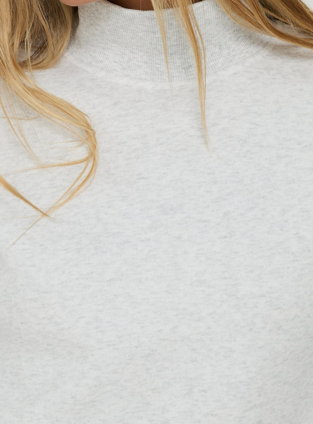 Funnel-Neck Drop-Shoulder Jumper – Grey