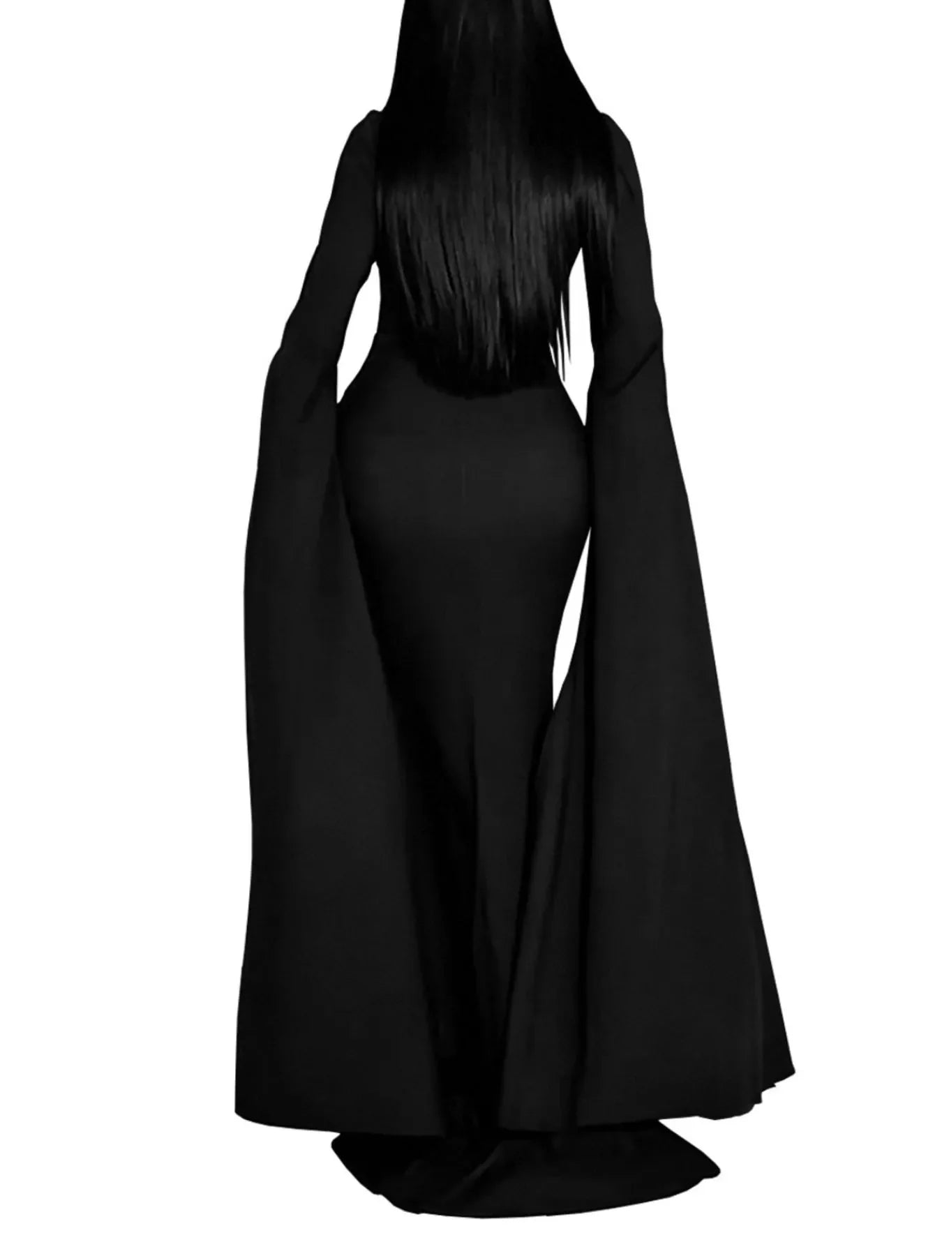 Women's Rhinestone Cape Maxi Dress – Black