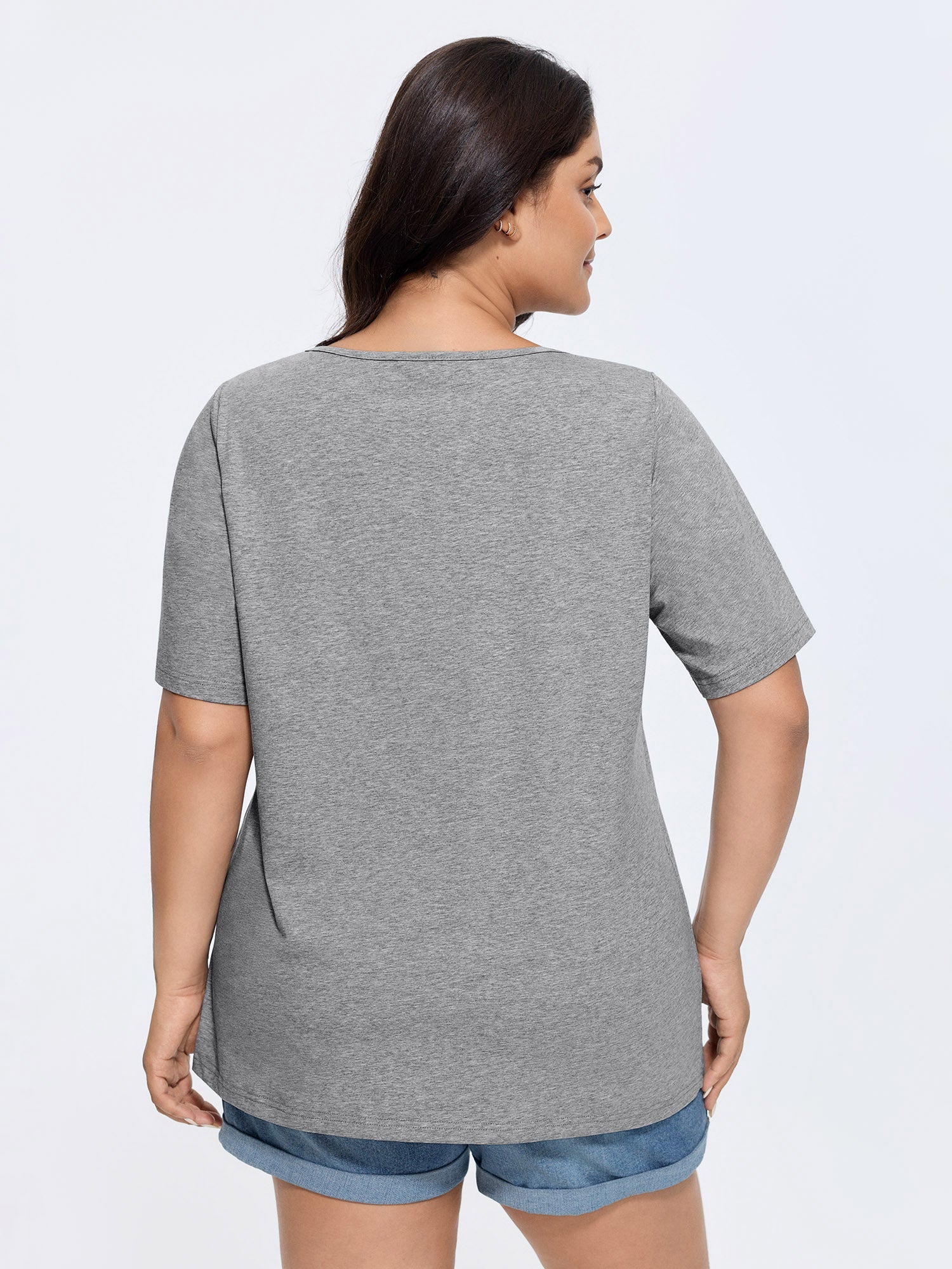 Plus Size Cotton V-Neck T-Shirt