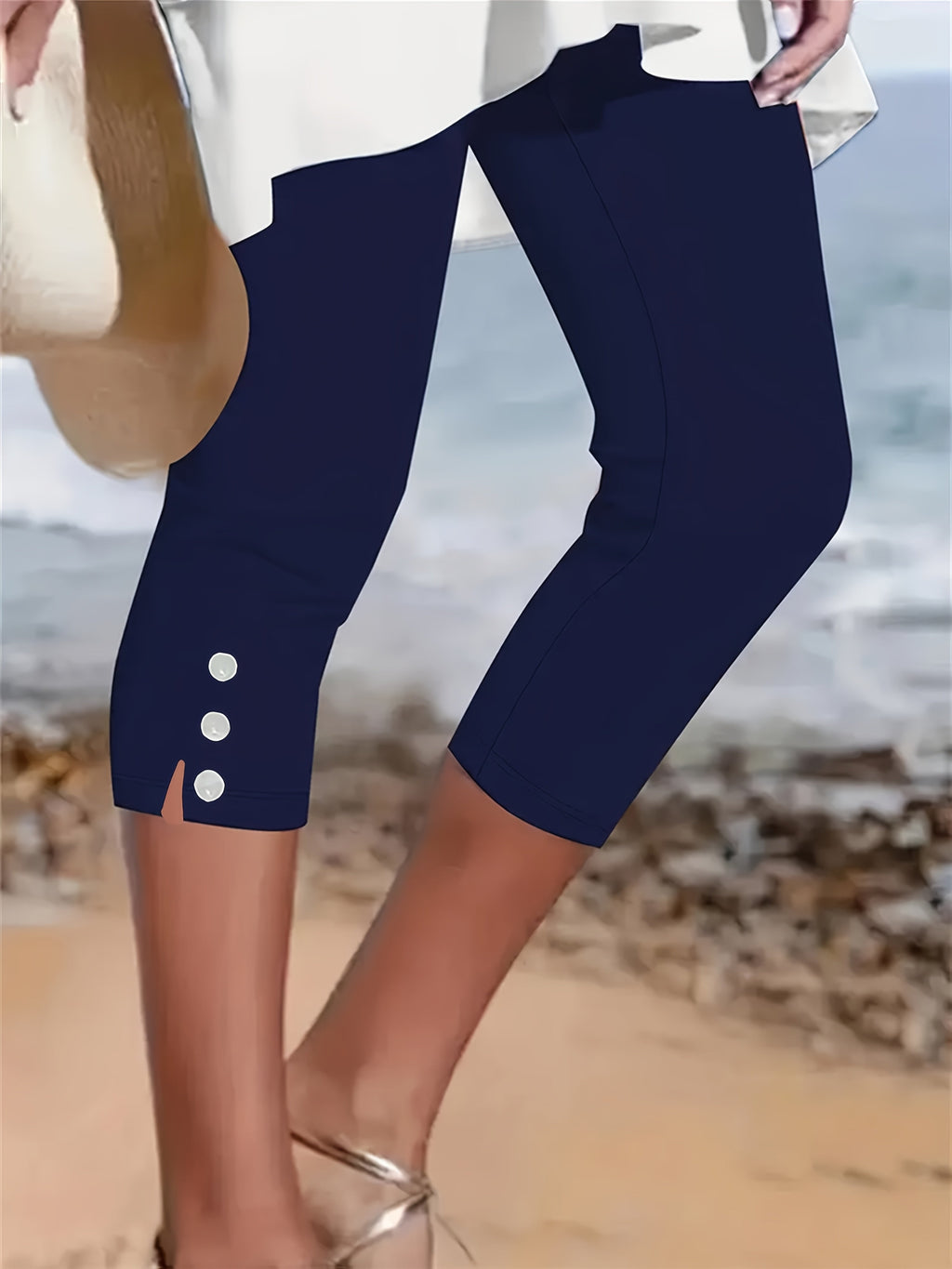 Clara Stretch Capri Pants – White