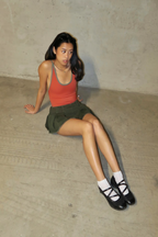 Tangerine Scoop-Neck High-Leg Swimsuit