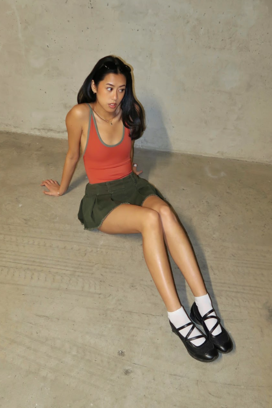 Tangerine Scoop-Neck High-Leg Swimsuit