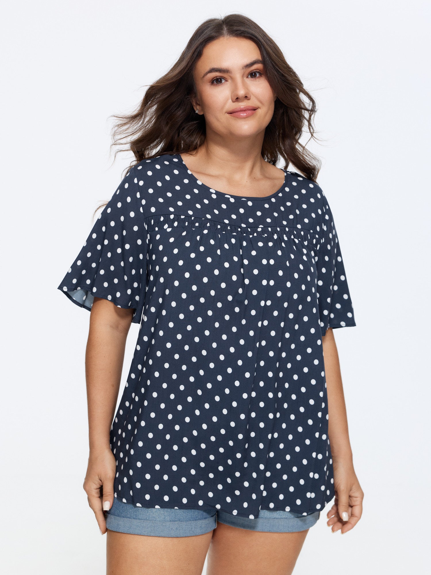 Plus Size Floral Ruffle-Sleeve Blouse