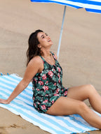 Plus Size Tropical Floral One-Piece Swimsuit