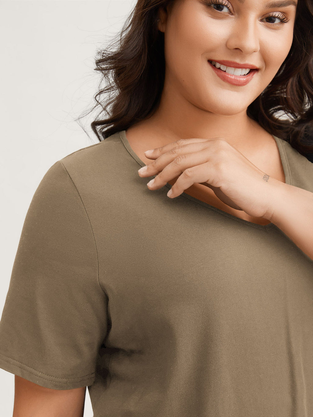 Plus Size Cotton V-Neck T-Shirt