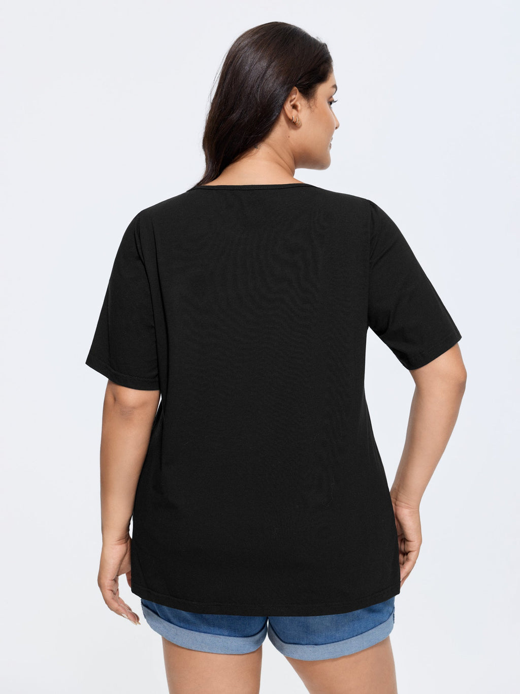 Plus Size Cotton V-Neck T-Shirt