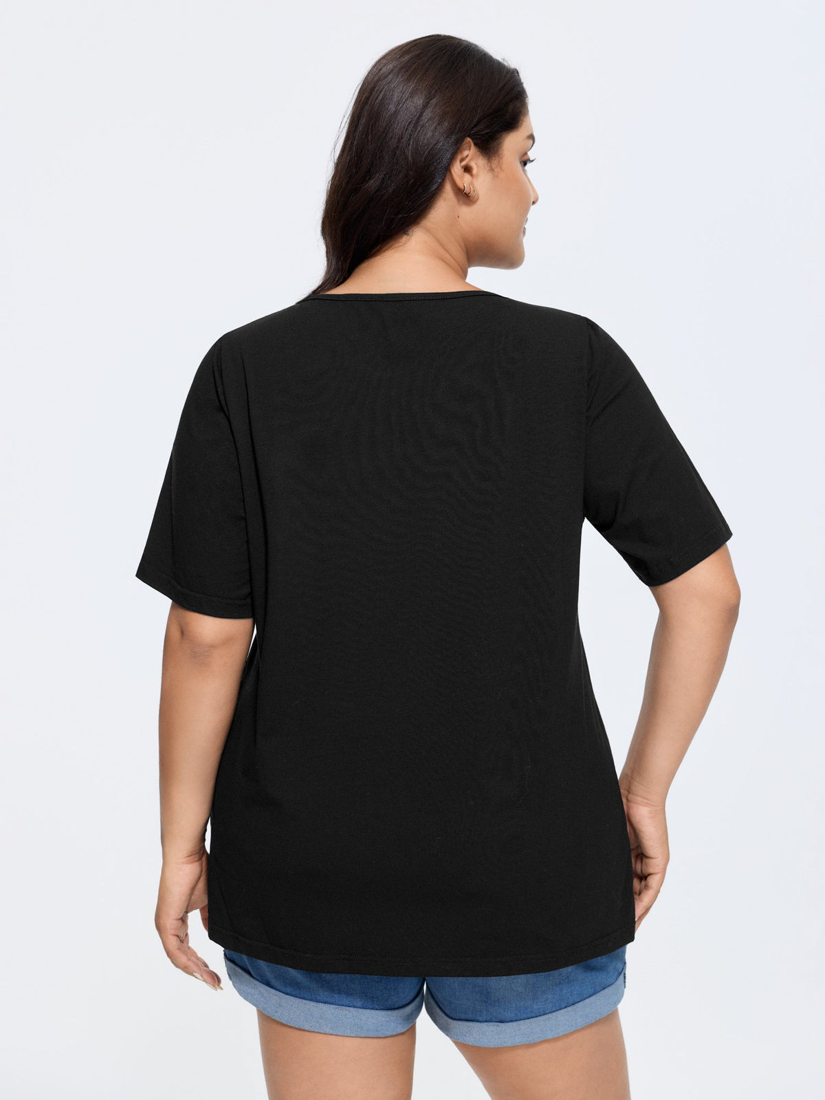 Plus Size Cotton V-Neck T-Shirt