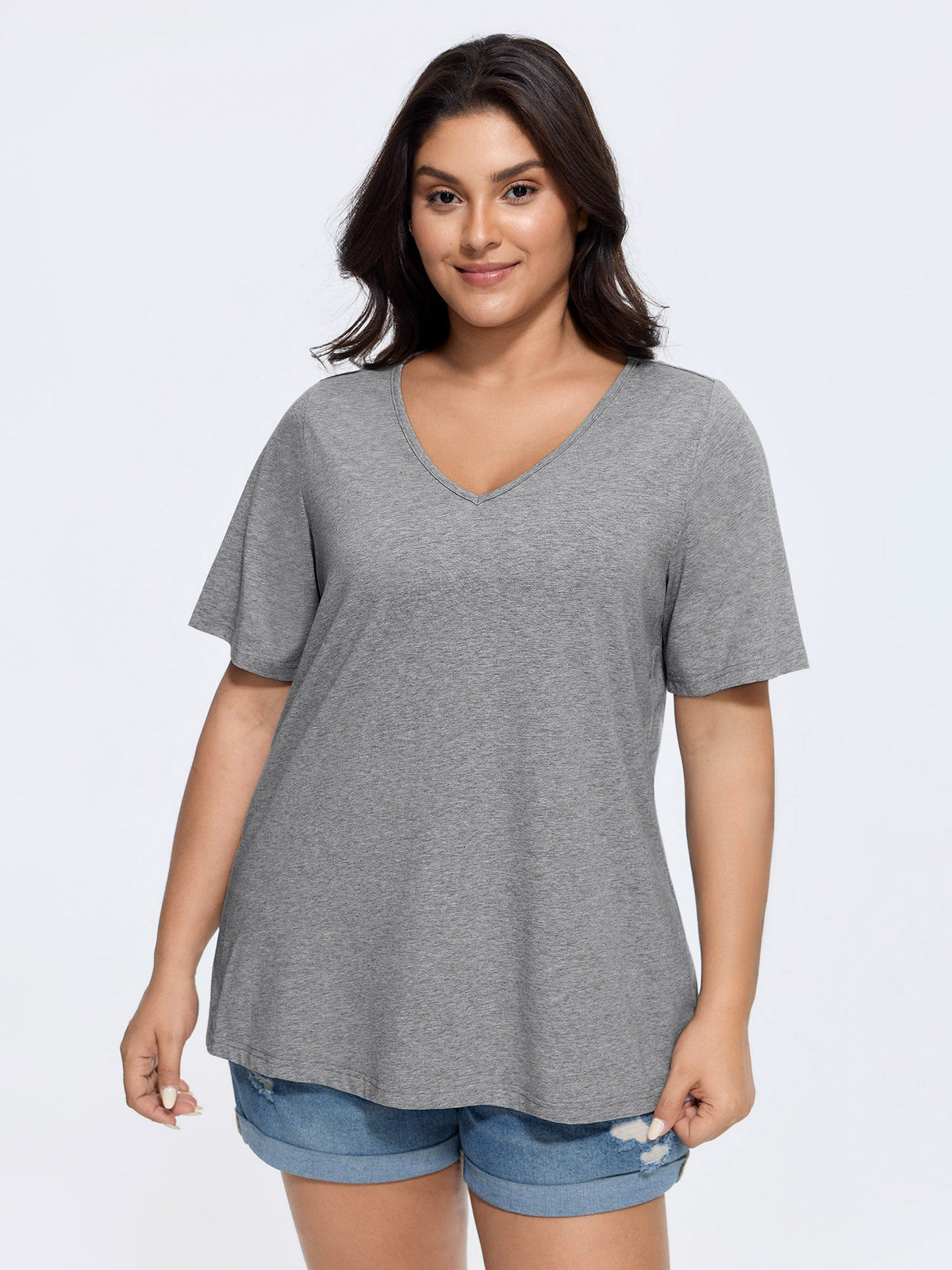 Plus Size Cotton V-Neck T-Shirt