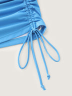 Plus Size Tropical Drawstring Swim Top