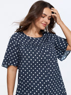 Plus Size Floral Ruffle-Sleeve Blouse