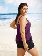 Plus Size Tropical Drawstring Swim Top
