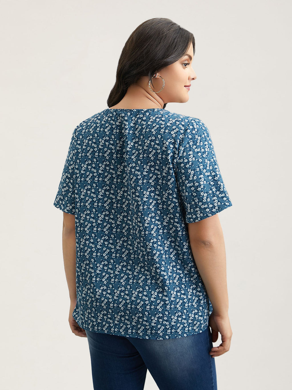 Plus Size Floral Ruffle-Sleeve Blouse