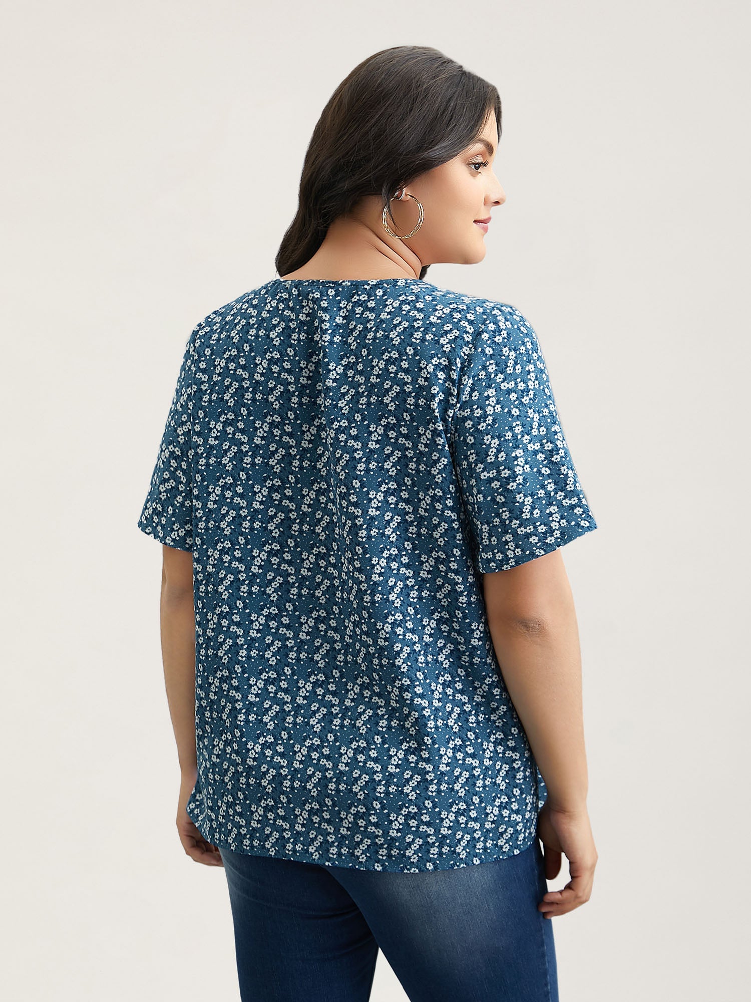 Plus Size Floral Ruffle-Sleeve Blouse