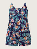 Plus Size Tropical Floral One-Piece Swimsuit