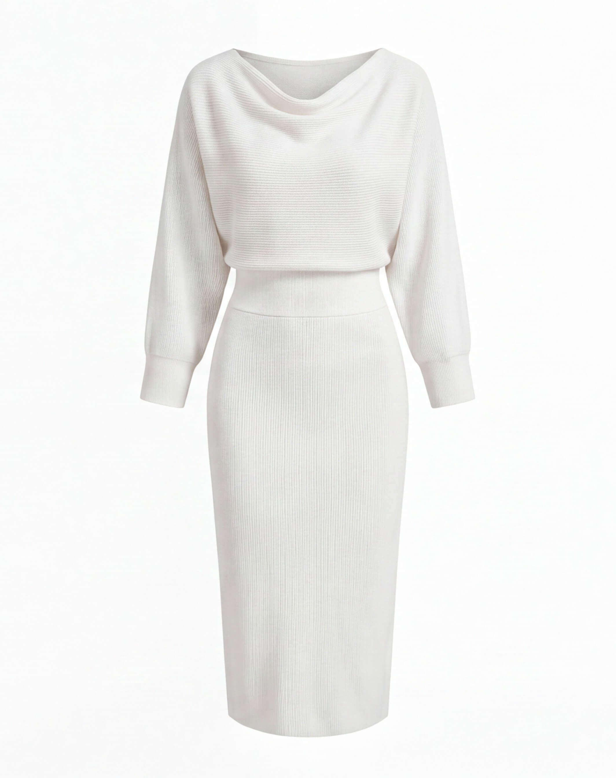 Cowl-Neck Draped Midi Dress