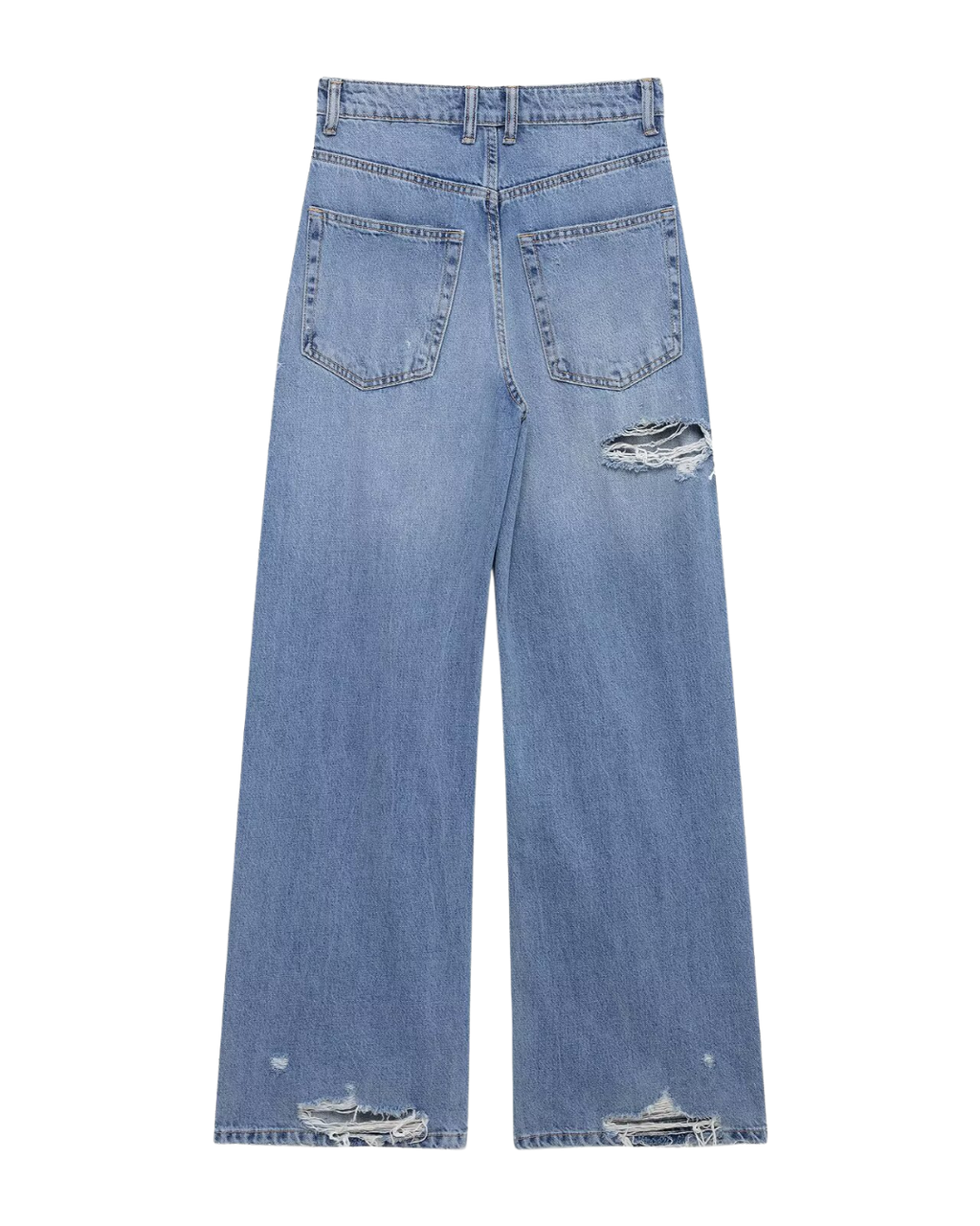 Distressed High-Waist Wide-Leg Jeans