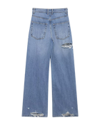 Distressed High-Waist Wide-Leg Jeans