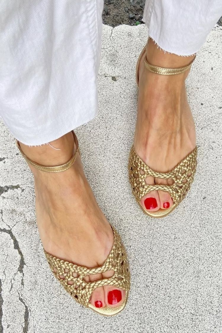 Isadora Woven Leather Sandals – Gold