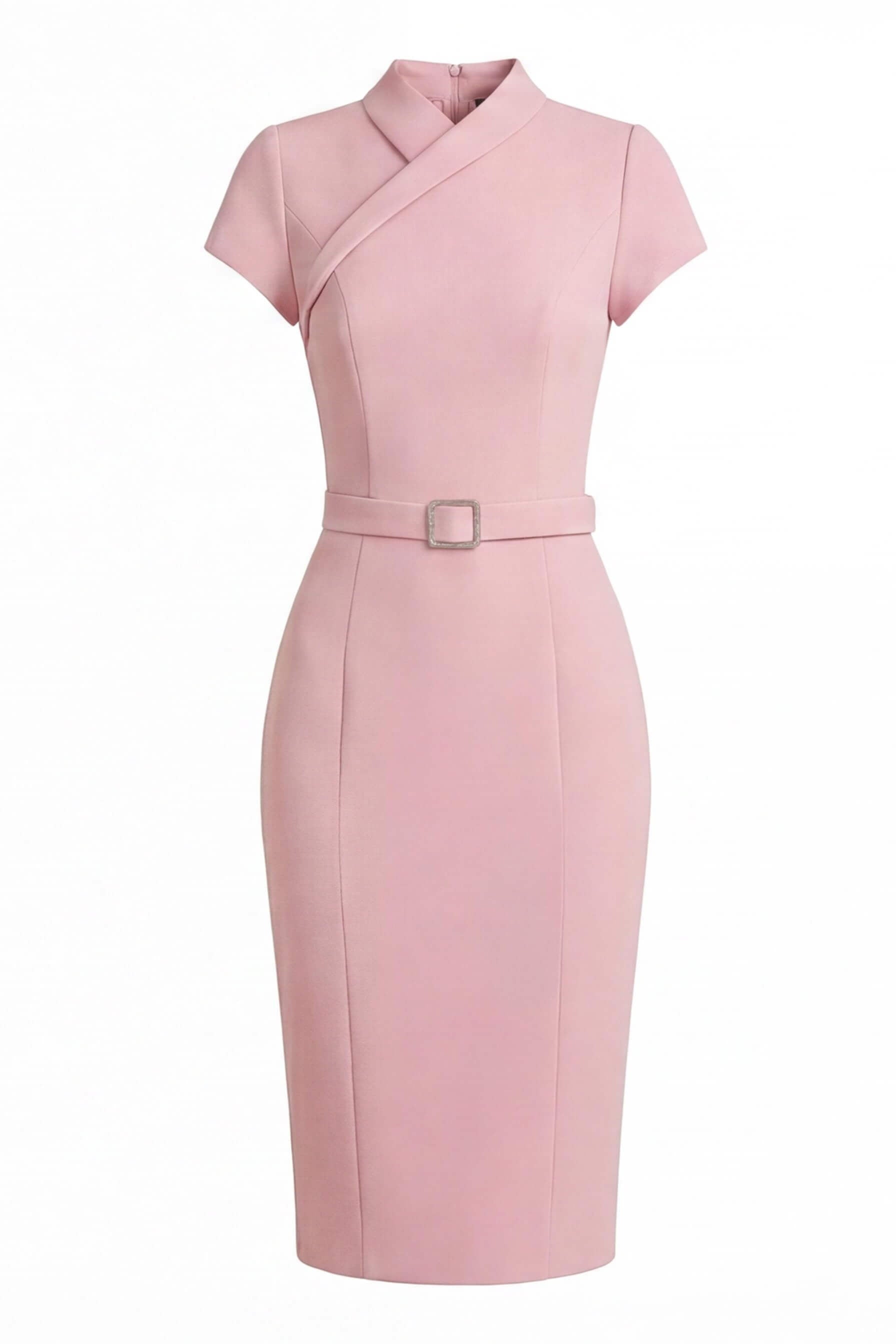 Wrap-Neck Cap-Sleeve Midi Dress