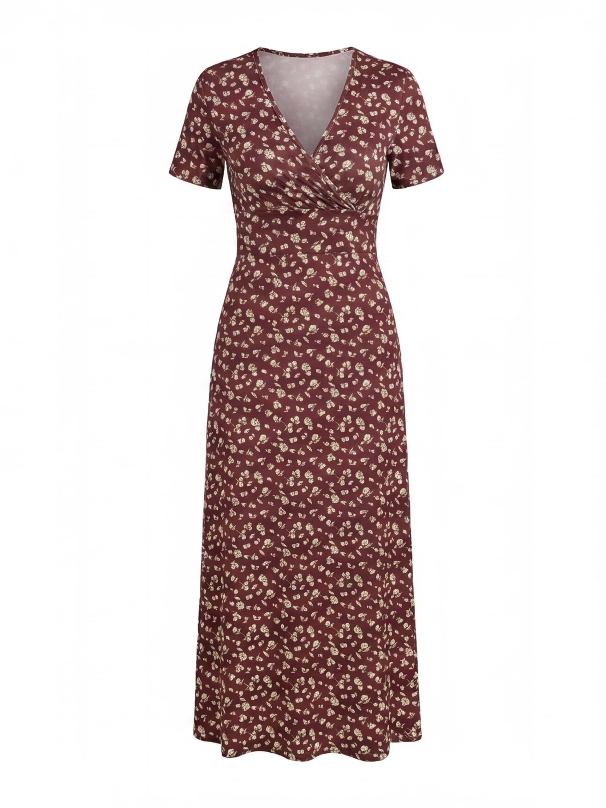 Floral Smocked V-Neck A-Line Dress
