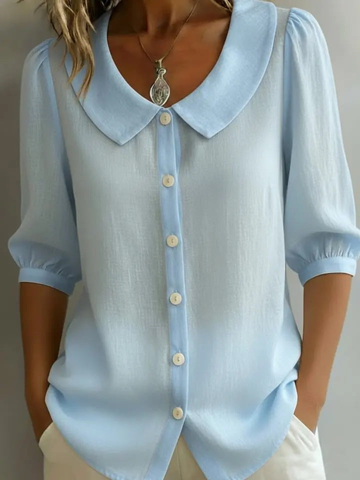 Women's Loose Short-Sleeve Blouse – Red